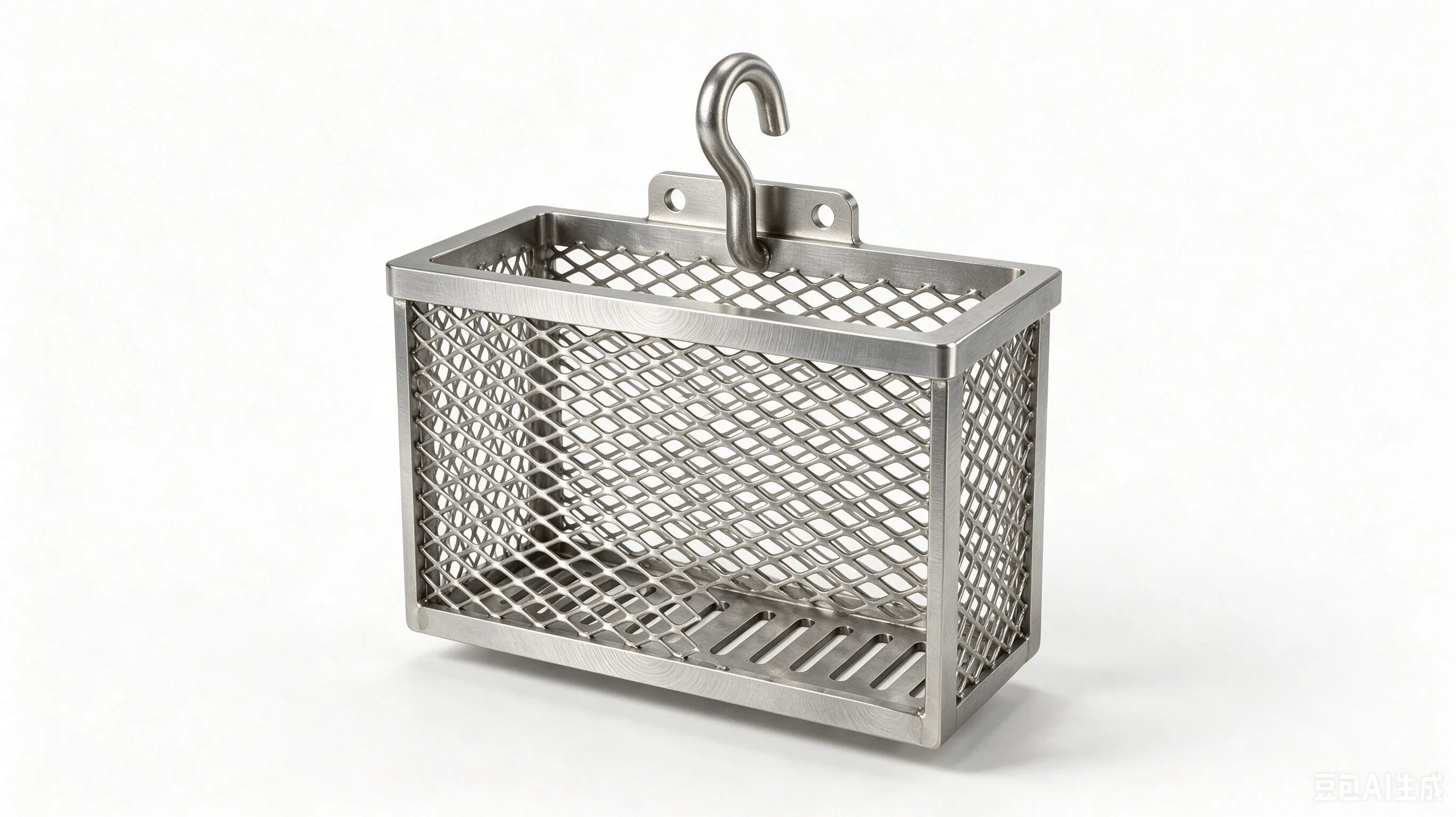 Titanium Anode Basket (Expanded Mesh) — Grade 2 CP-Ti Product Rendering