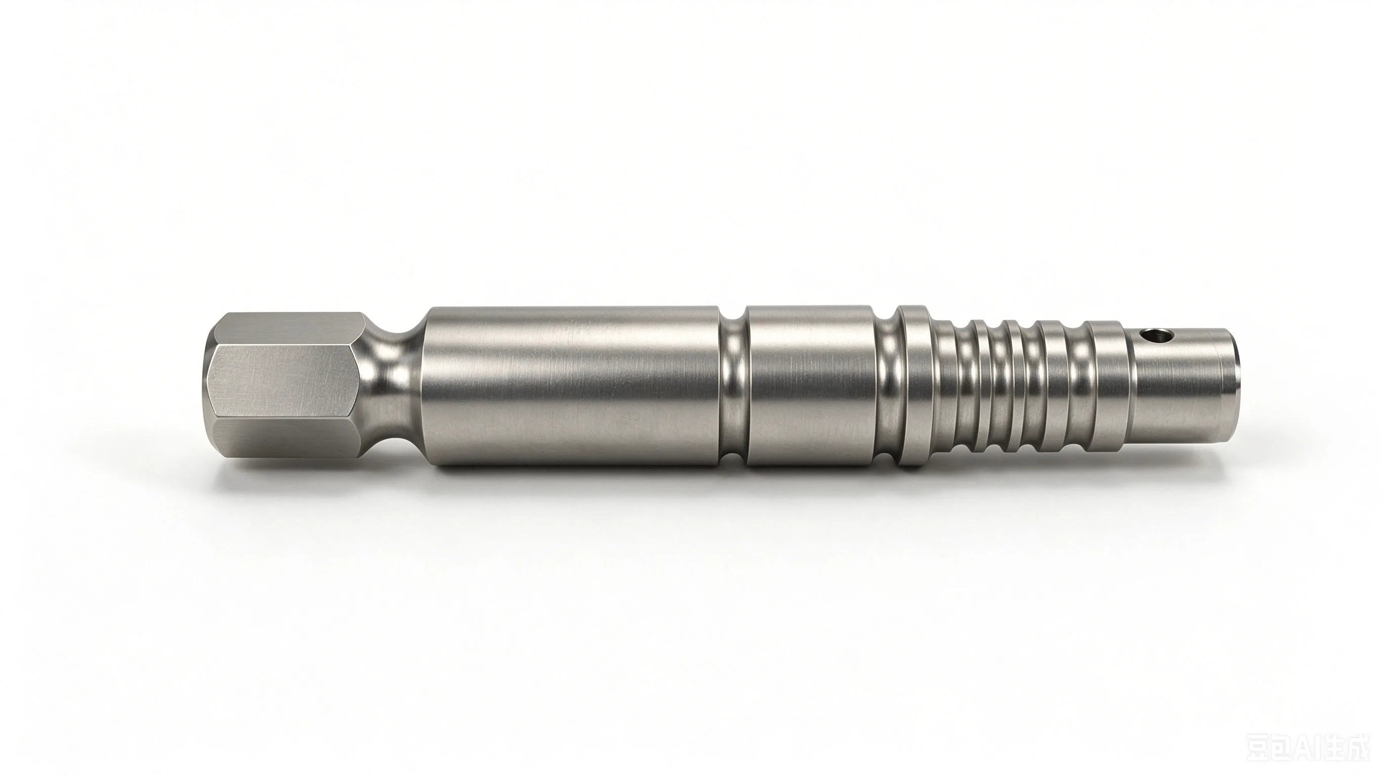 Titanium Ball Valve Stem — Grade 2 CP-Ti Product Rendering