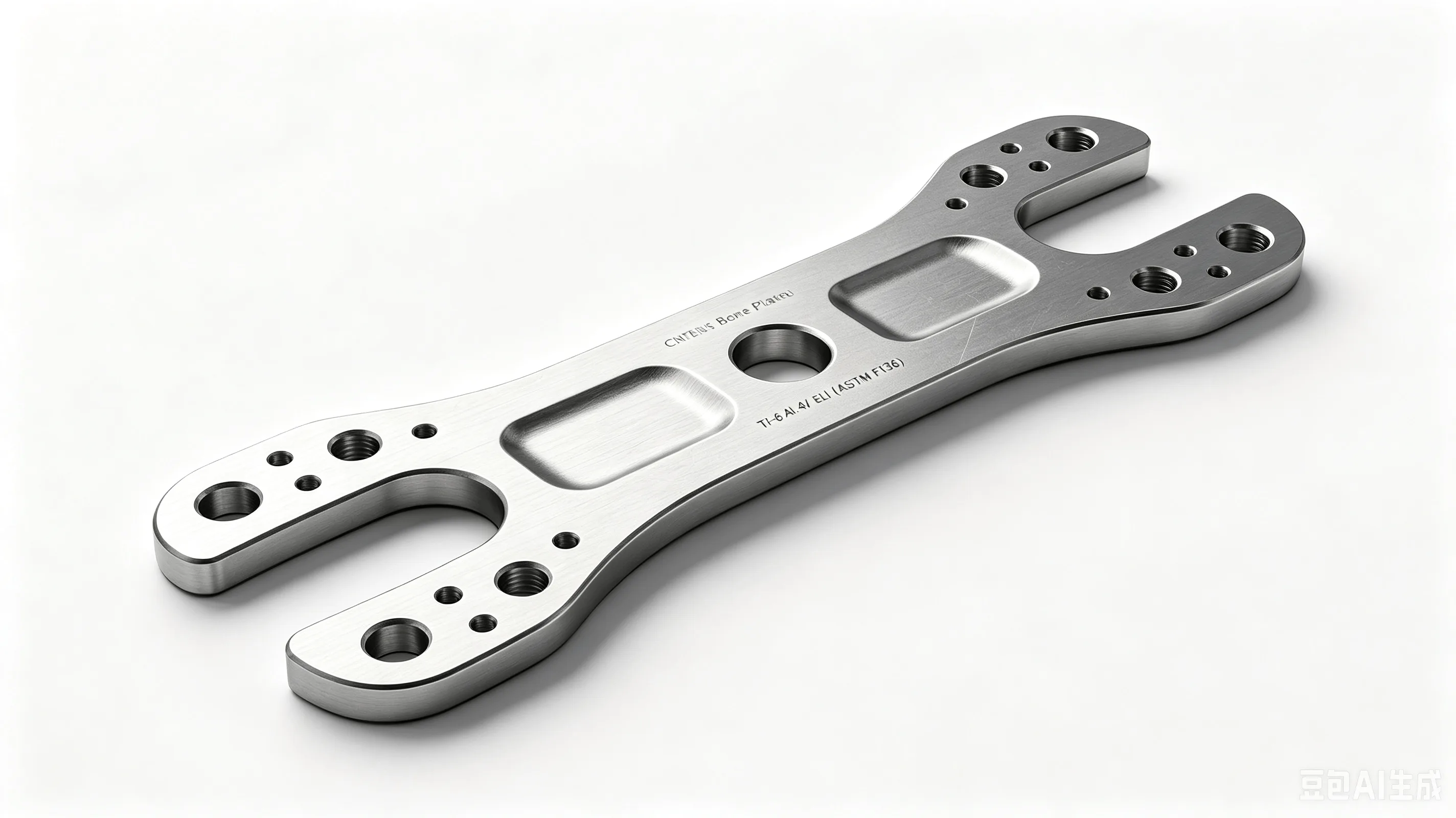 Titanium Bone Plate — Ti-6Al-4V ELI Product Rendering